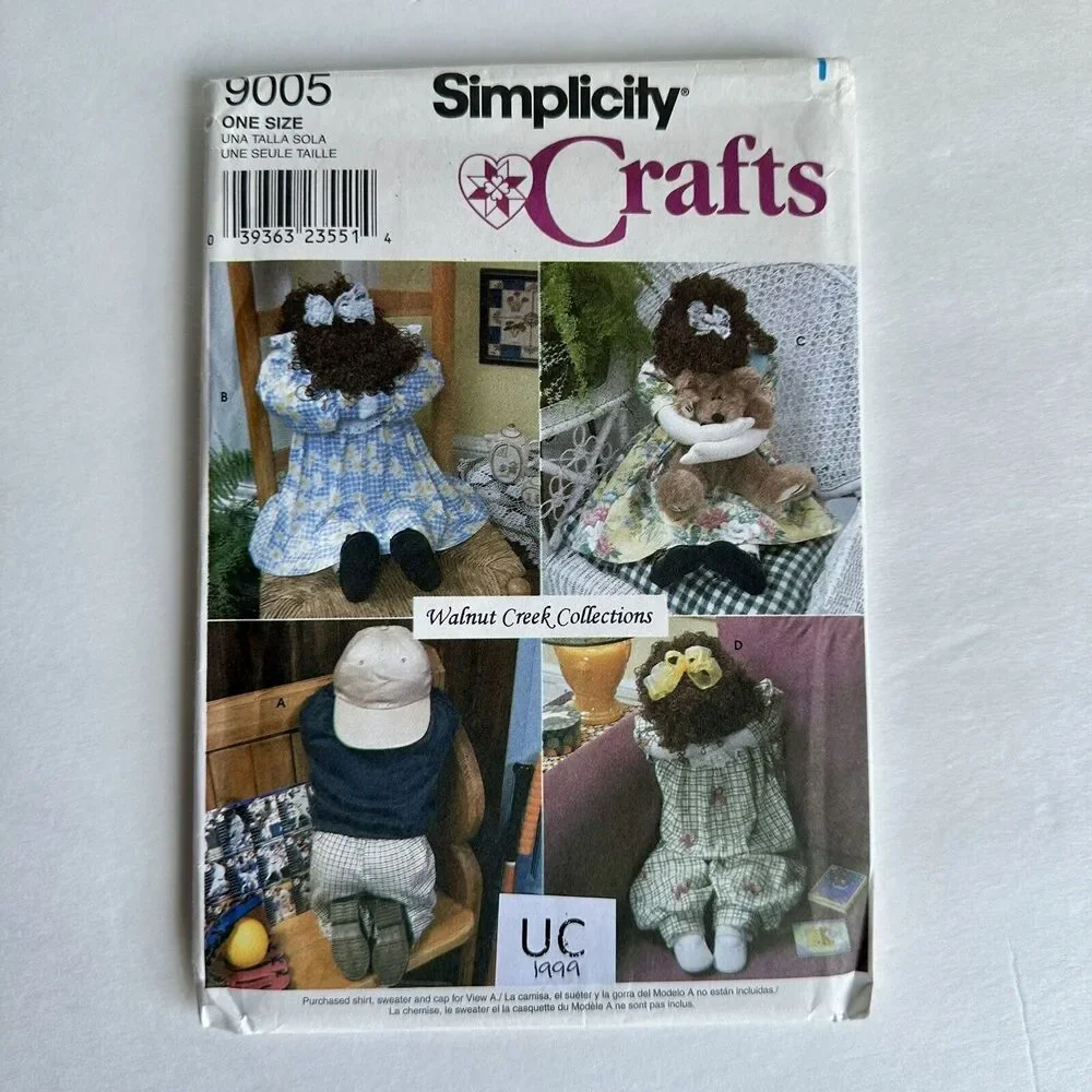 Kneeling Doll & Clothes Simplicity 9005 Sewing Pattern Crafts Home Decor 90s